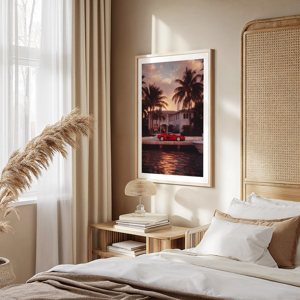Miami Mansion Ferrari Poster