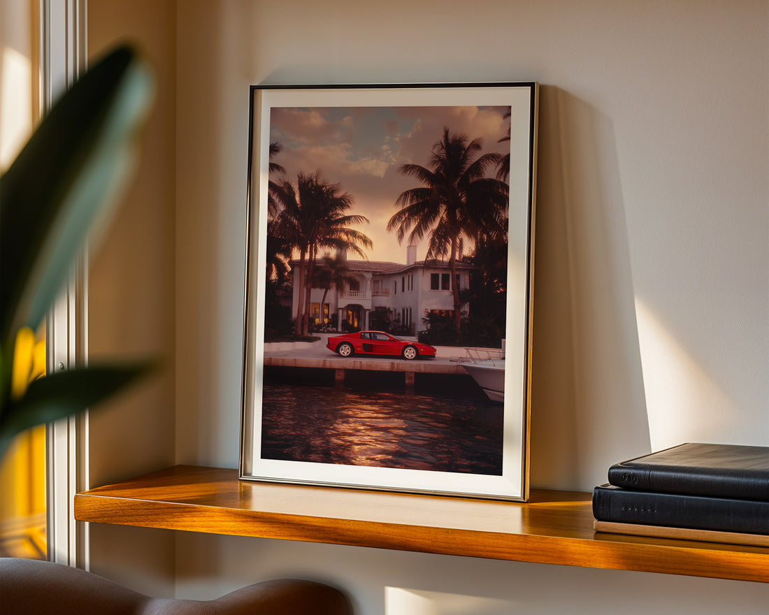 Miami Mansion Ferrari Poster