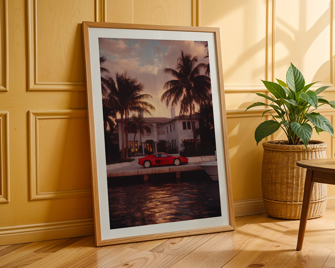 Miami Mansion Ferrari Poster
