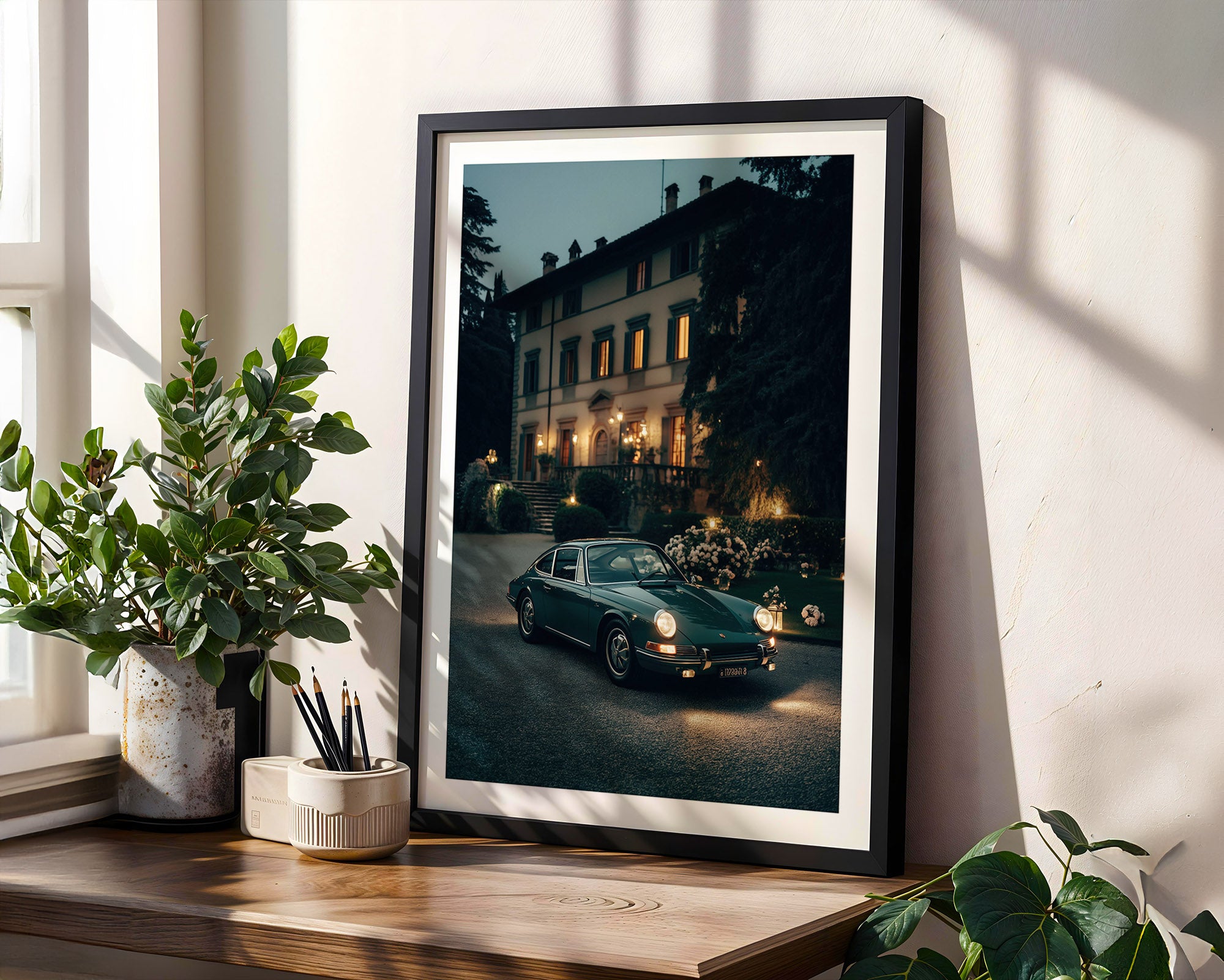 Green vintage Porsche 