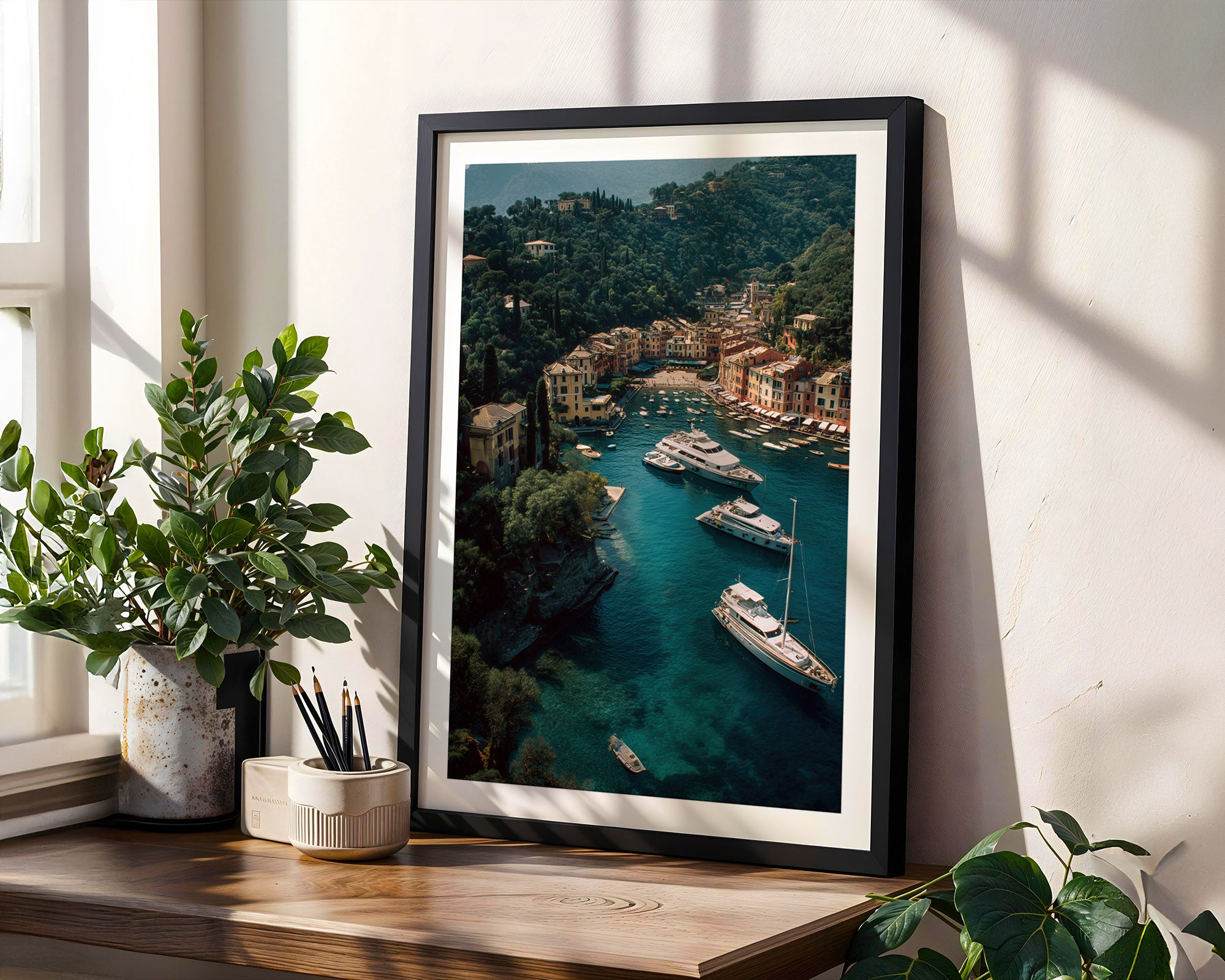 Yachts in Portofino Poster