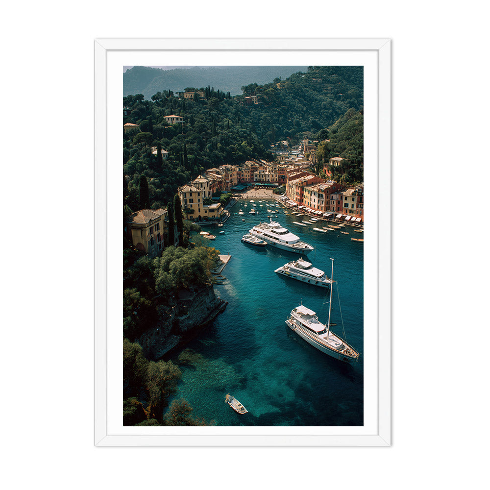 Yachts in Portofino Poster