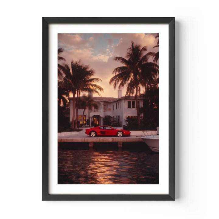 Miami Mansion Ferrari Poster