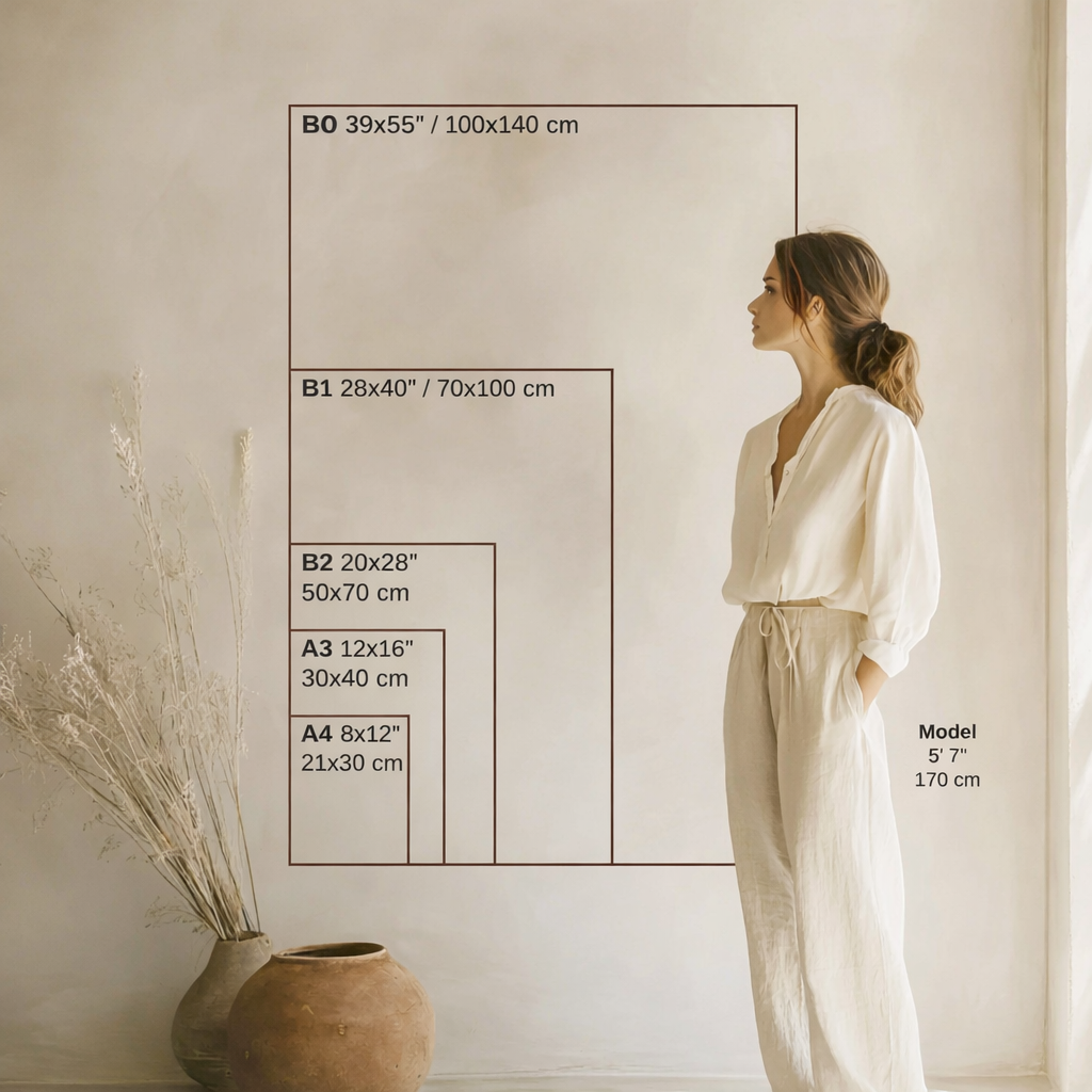 Sizing guide of arts sold at Belora & Co